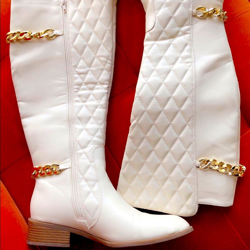 Tall white cream boots size 8.5